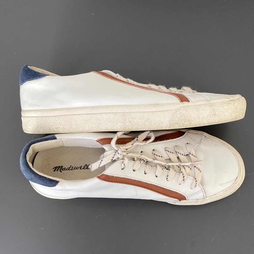 Madewell Sidewalk Low-Top Sneakers in Leather and Suede Sz 9 Casual Chic Preppy